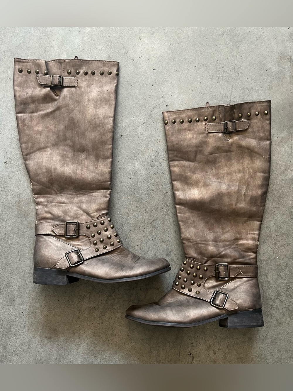 Studded Knee-High Riding Boots